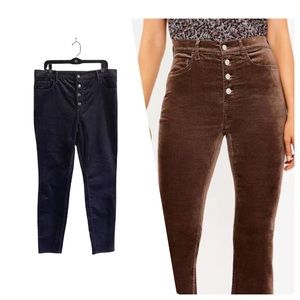 NWOT Loft High Rise Skinny Button Front Gray Skinny Corduroy Pants, size 14
